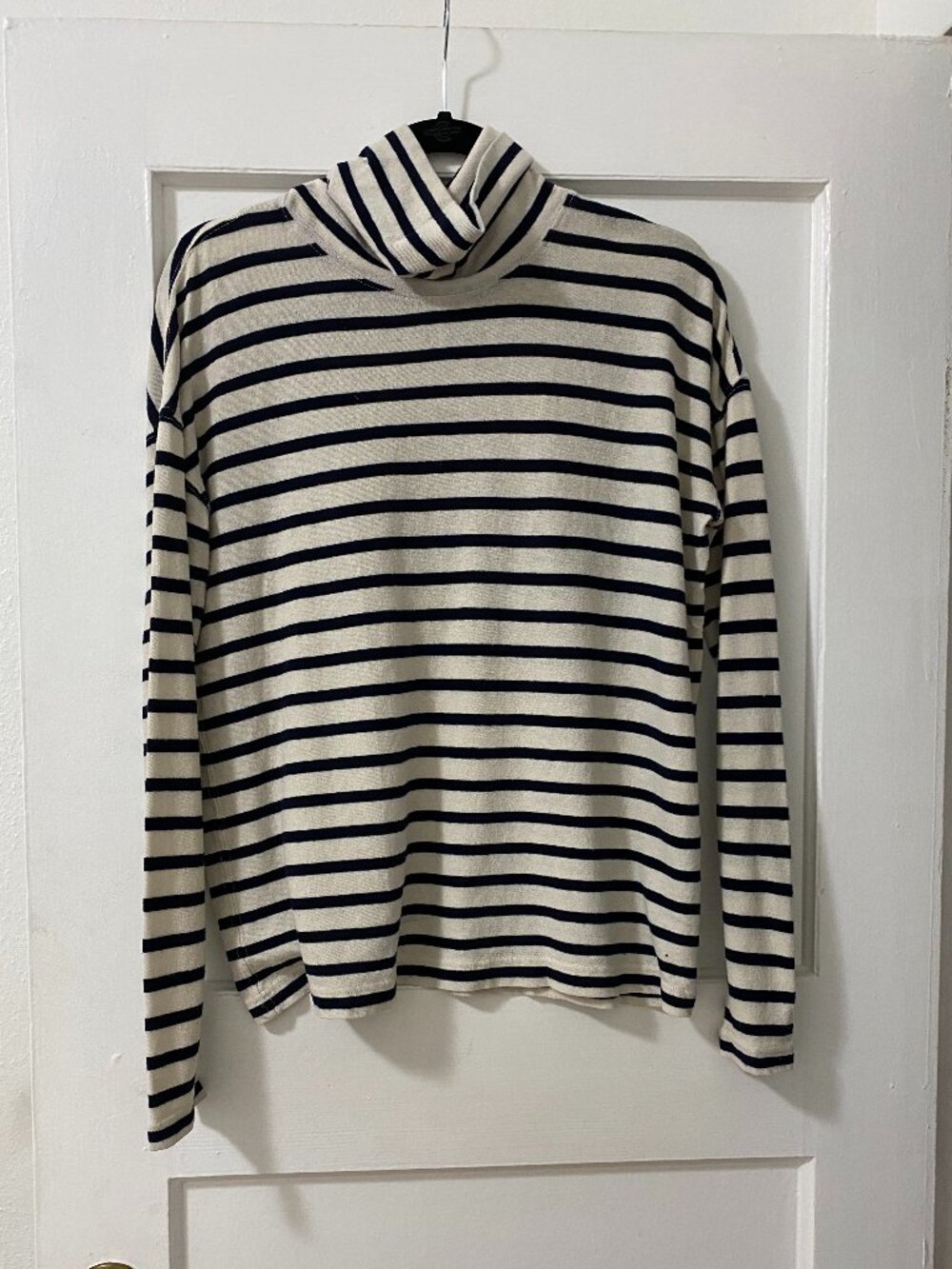 J.Crew Cream & Black Striped Turtleneck Top Size S